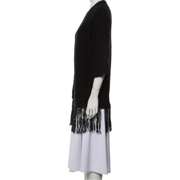 Zadig & Voltaire Deluxe- NWT Black and Burgundy Leather Fringe Cardigan Sweater - Picture 4 of 11